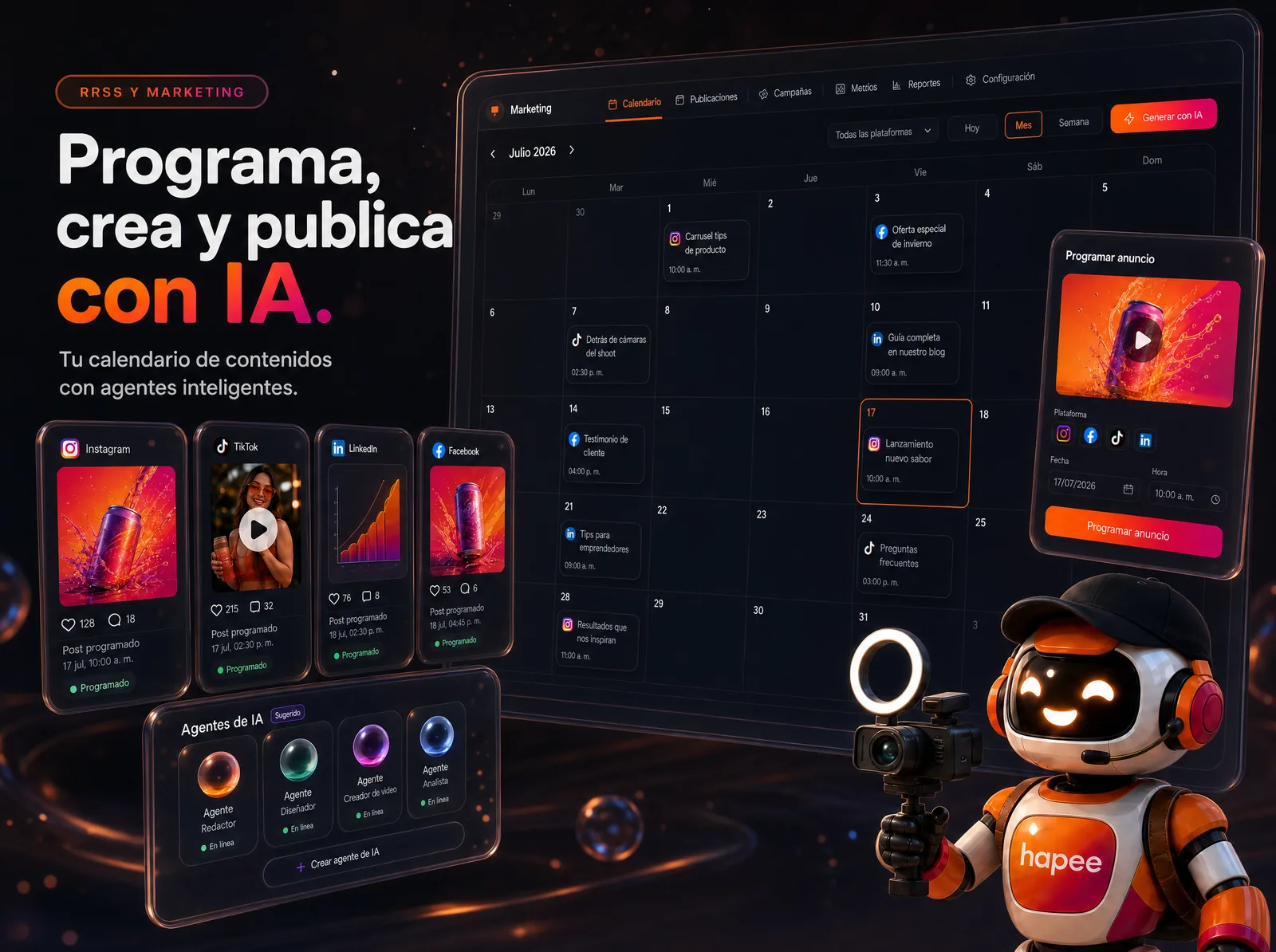 AI social media — schedule, create and publish across channels