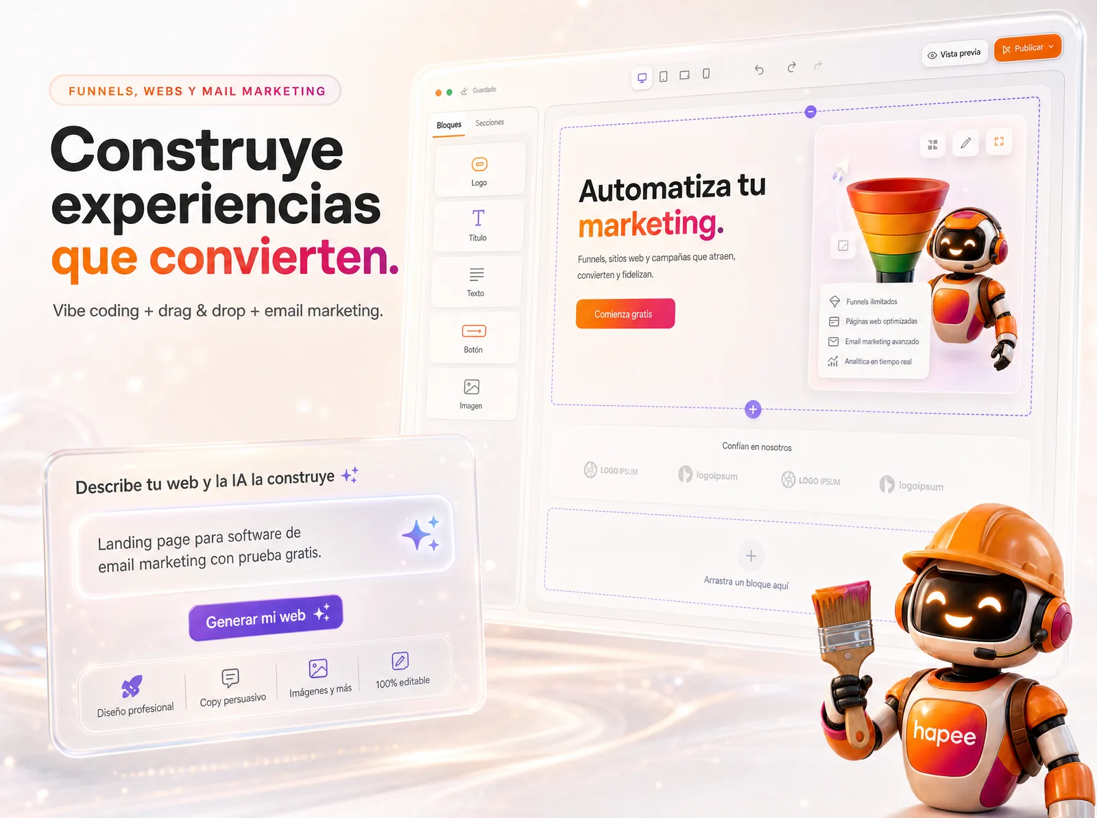Construtor Hapee — funis, sites e e-mail marketing